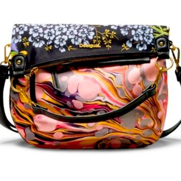 DESIGUAL Spain $129 Folded Paradiso Convertible Crossbody Bag Purse - Picture 2 of 14